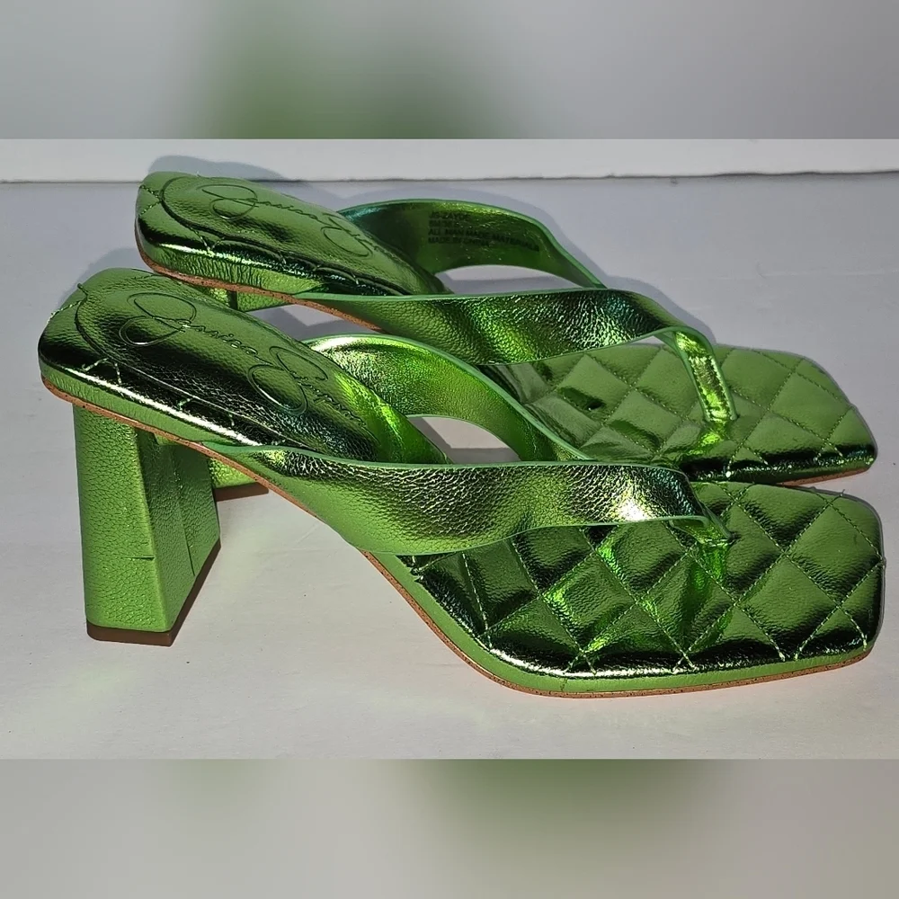 Bright Block Heel Metallic Green Jessica Simpson Sandals Heels Size 8M